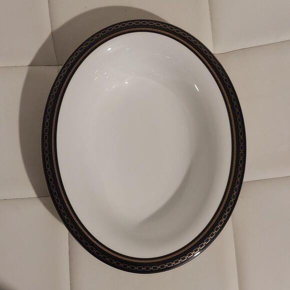 Wedgewood + Vera Wang With Love Noir Gold & Platinum 10" x 8" Serving Bowl w Tag - Picture 3 of 5